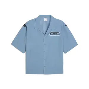 PUMA Mens Future..Archive Graphic Boxy Racer Short Sleeve Button Up Shirt Casual Tops Casual - Blue