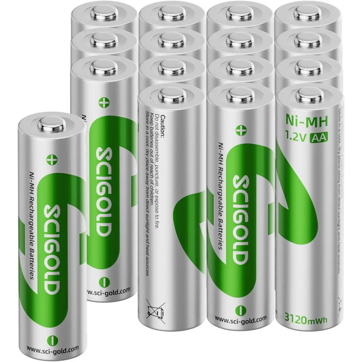 Scigold AA Ni-MH Rechargeable Batteries - 2300mAh, 1.2V, Durable Safety Core - Compatible with Solar Outdoor Lights, Garden Lights (4-20pcs)
