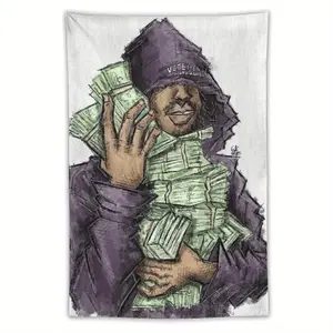 [LUCKI Rapper Tapestry] LUCKI American Flag Tapestry | Easy to hang, durable, ideal for men's spaces, dorm room decor, outdoor parties, and a perfect gift for both men and women.
