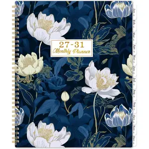 2027-2031 Monthly Planner - 5 Year Planner/Calendar from JAN. 2027 - DEC. 2031, 9" x 11", Monthly Tabs,  Pocket, -Wire Binding, Transparent  PP Cover