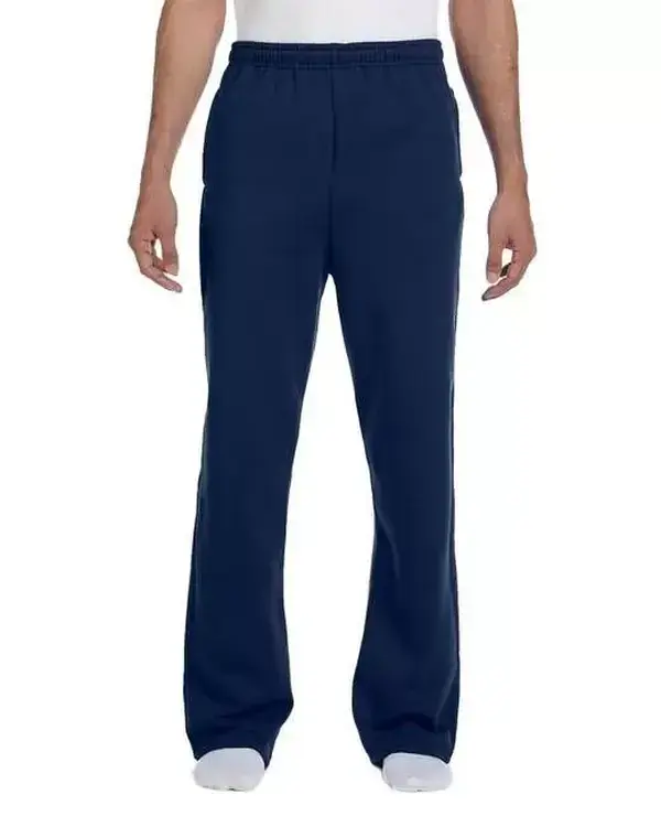 Jerzees 974MP Men's Casual 8 oz. NuBlend® Cotton-Polyester Fleece Sweatpants - Elastic Waist with Inside Drawcord, Differential Rise, Double-Hem, High-Stitch Density, Smooth Finish, Solid Colors, Menswear, Side-Entry Jersey-Lined Pockets, Open-Bottom