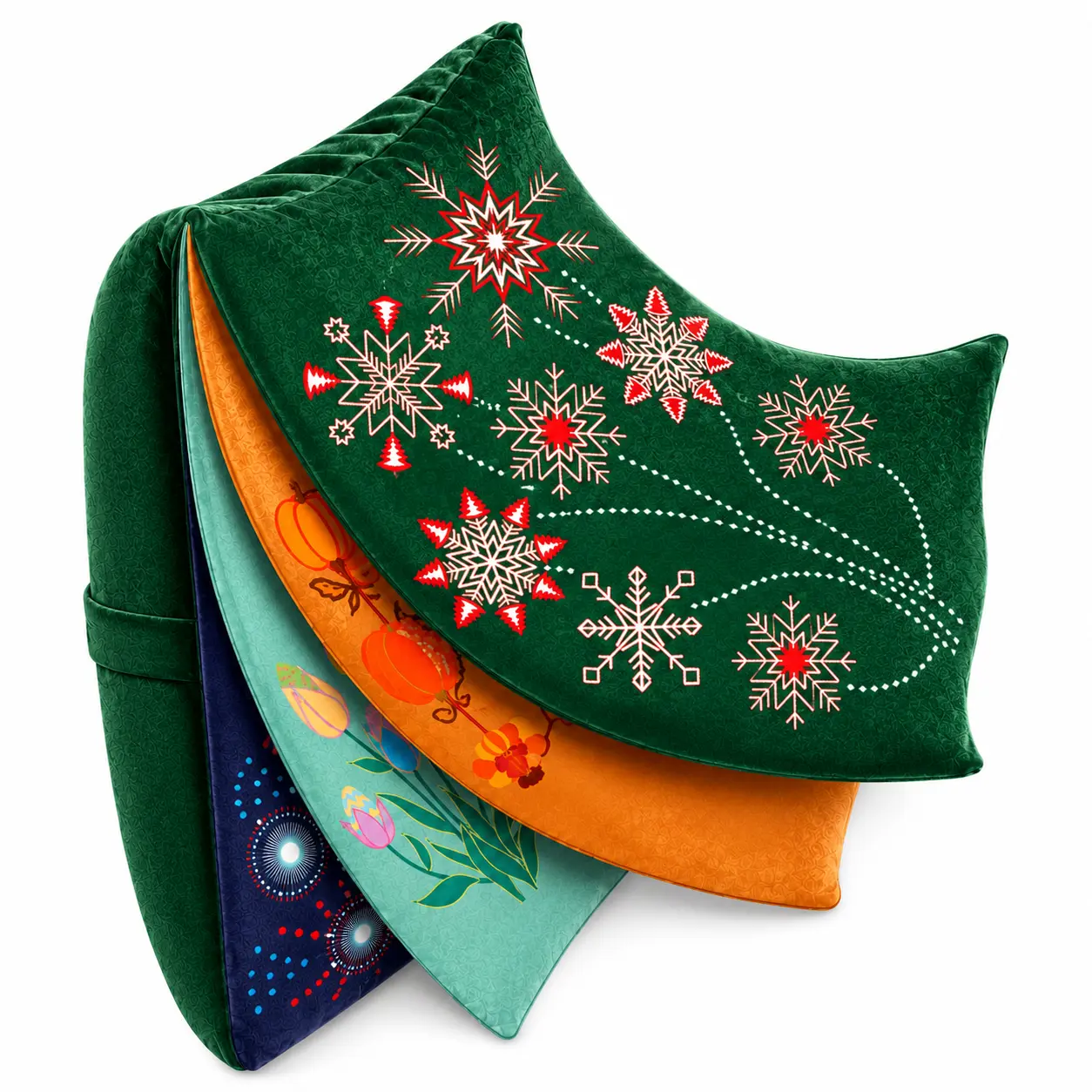 4-in-1 Seasonal Throw Pillow Cover 18x18 | Holiday & Everyday Decorative Accent Pillow | FLAPPI Blooming Collection