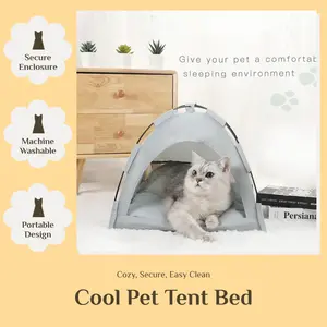Spring & Summer Cool Pet Tent - Cat & Dog Bed, Semi-Enclosed Design for Security, Portable & Machine Washable