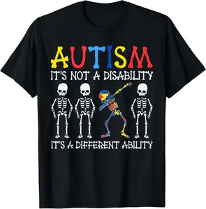 Autism It's Not A Disability It's Different Ability Autistic Summer Shortsleeve Cotton T-Shirt