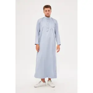 Daddy & Me - Malik Collar Thobe w/ Gold Buttons - Light Gray