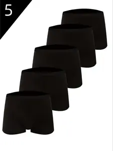 Men's Comfortable Breathable Fitted Underwear Set, Medium Elastic Polyester Fabric, Ideal for Daily Casual Wear, Pack of 5