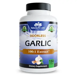 NaturaLife Labs Odorless Garlic Supplement – 30 mg Garlic Extract per Serving (2 Softgels) with Organic Olive Oil – 150 Softgels – Non-GMO, Gluten-Free
