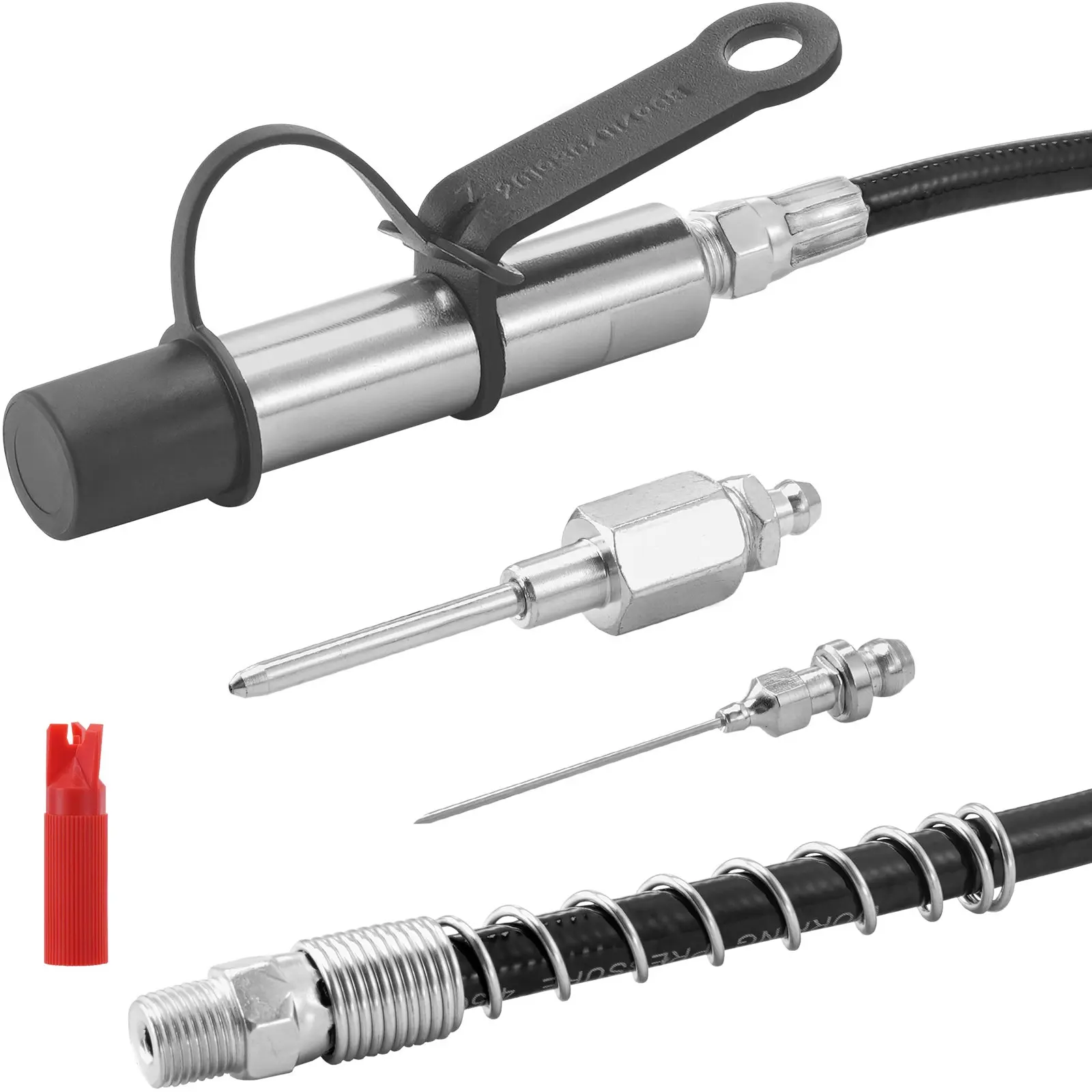 【summerfinds】VEVOR Grease Gun Coupler, 10000 PSI High Pressure, 3-Jaw Locking, Quick Release Grease Gun Tip with Hose/Zerk Fittings Cleaner/Extension Needles, Compatible with All Grease Guns 1/8" NPT Fittings