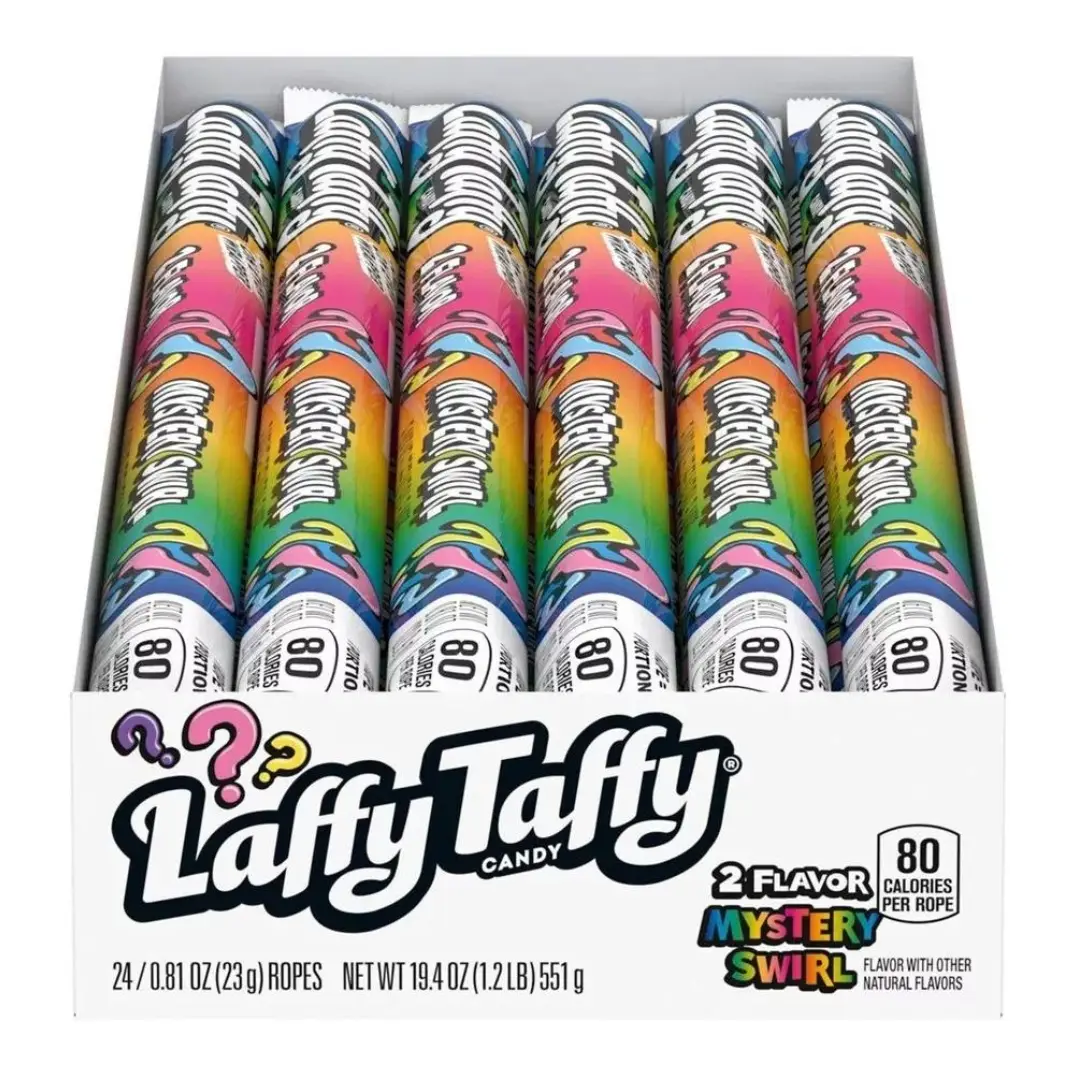 Laffy Taffy Rope Candy, Mystery Swirl, 0.81 Ounce Ropes, 2 Flavor (Pack of 24)