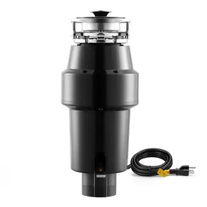 VEVOR Food Waste Garbage Disposal, 1HP 3700RPM DC Motor, Continuous Feed Kitchen Sink Garbage Disposer, 3-Bolt Mount Food Waste Grinding System with Splash Guard Power Cord for Kitchens