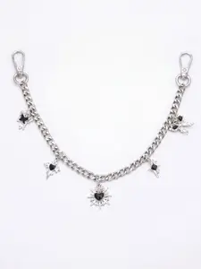 Edgy Silver Bag Charm with Black Heart Charms | Y2K Purse Chain Strap Extender. Style your favorite handbag instantly. Unique gothic aesthetic accessories for girls. Purse Charms For Handbags