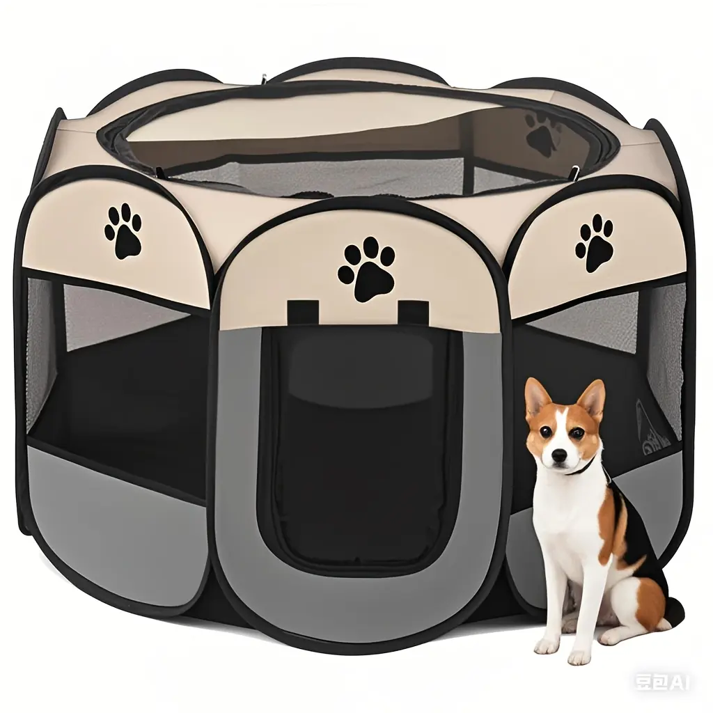 Dog & Cat Universal Oxford Fabric Exercise Puppy Playpen - Foldable, Portable Setup, Octagonal Shape, Removable Zipper, Indoor/Outdoor Use