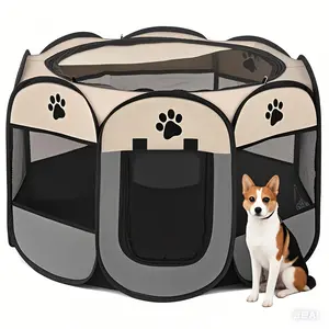 Foldable Pet Playpen for Dogs and Cats – Portable Octagon with Removable Zipper, Indoor/Outdoor Use