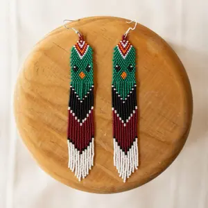 Mimi - Native-Inspired Statement Beaded Earrings - Handmade by Mexican Artisans - Mother Sierra