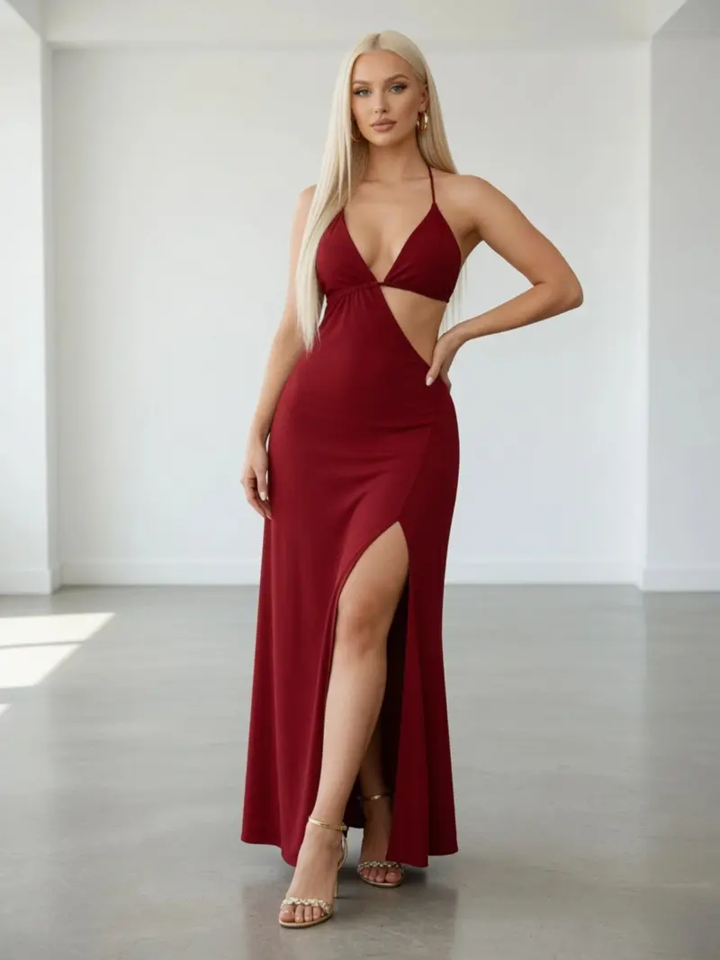 red dress midi Linka Off-Shoulder Tie Back Midi Dress Red