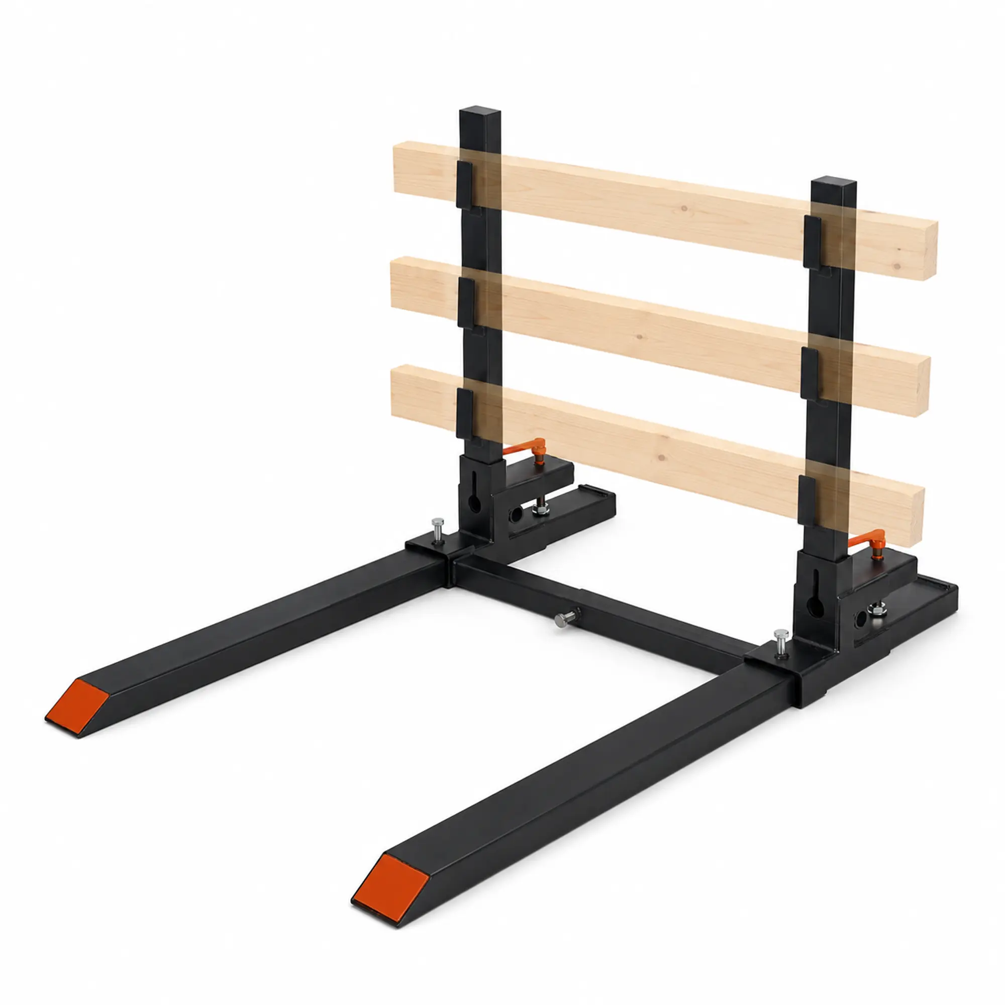 Northsky 60-Inches Carbon Steel Clamp-On Bucket Mount Pallet Forks, 2000+ LBS Capacity, Adjustable Stabilizer Bar, Load Backrest, Heavy Duty for Skid Steer Loader Lumber Haul