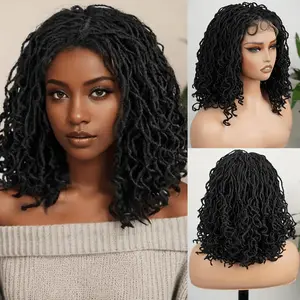 Faux Locs Wig for Women 180% Density Short Curly Synthetic Heat Resistant Braided Dreadlocks with Full Lace Cap & Adjustable Straps - -like & Lightweight