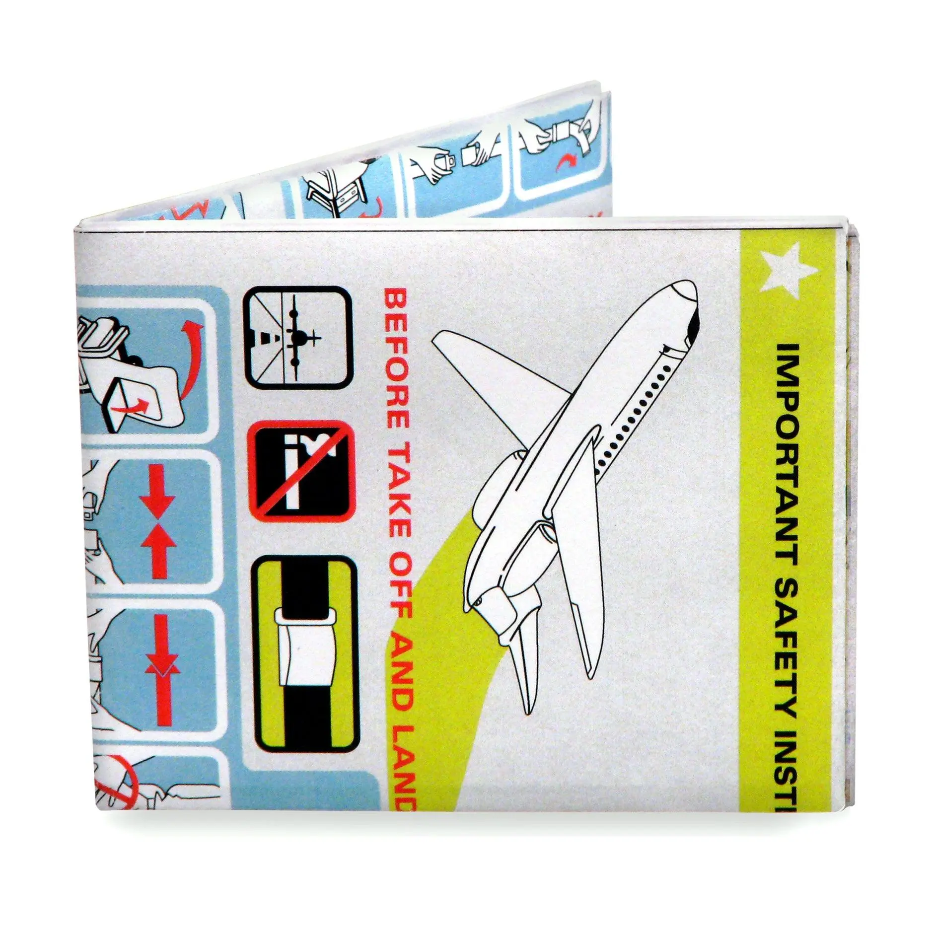 Mighty Wallet - Men's Vegan Foldable Lightweight Multi-Compartment Wallet with Airline Safety Graphics