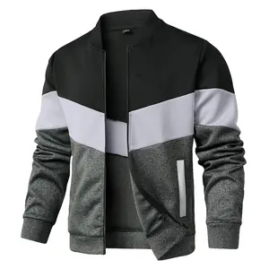 Mens Lightweight Jacket Casual Bomber Jacket Color Block Varsity Coat