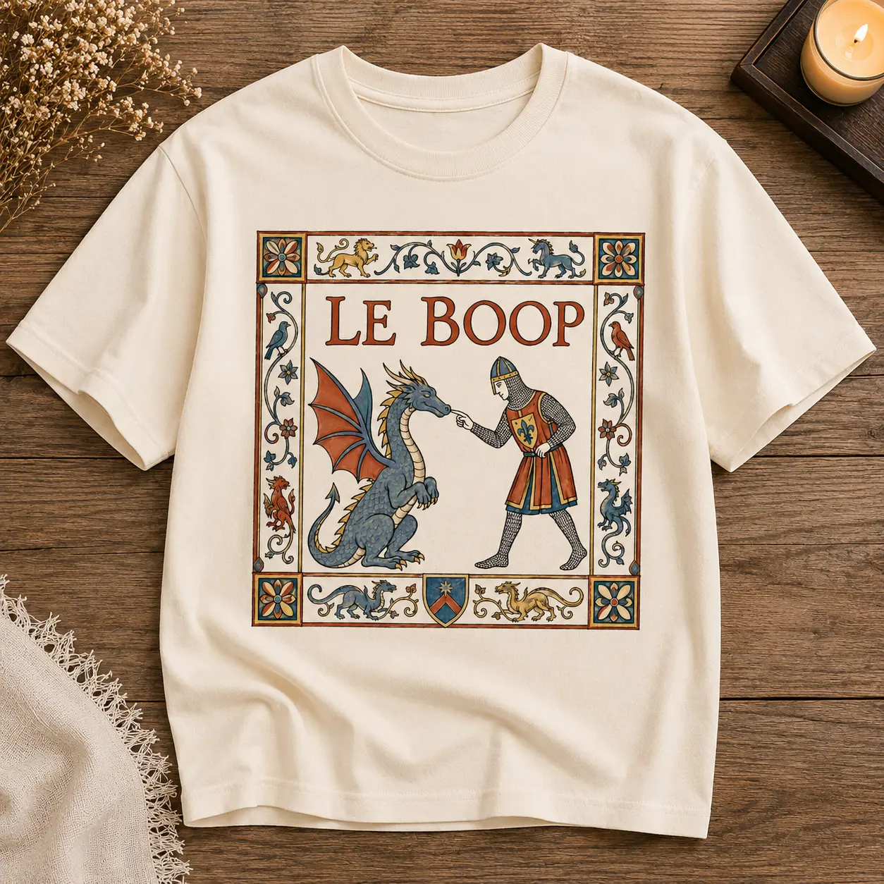 Le Boop Shirt, Funny Dragon Knight Graphic Tee, Medieval Fantasy Humor Comfort Colors T-Shirt Gift for Book Lovers and Fantasy Fans