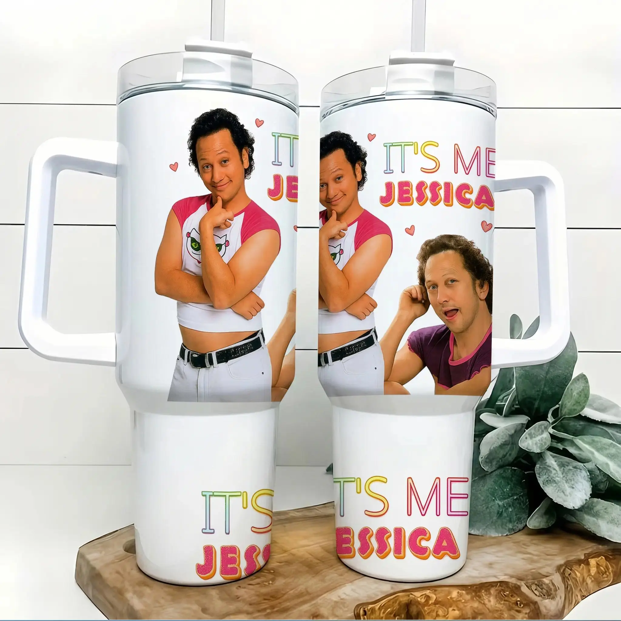 40oz It's Me Jessica Stainless Steel Tumbler With Handle Straw, 12H Hot 24H Cold Leakproof Thermal Cup