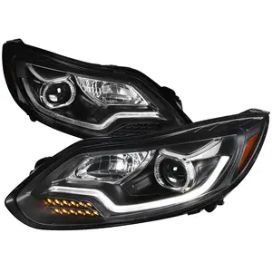 2012-2014 Ford Focus LED Bar Projector Headlights w/ LED Turn Signal Lights (Matte Black Housing/Clear Lens)