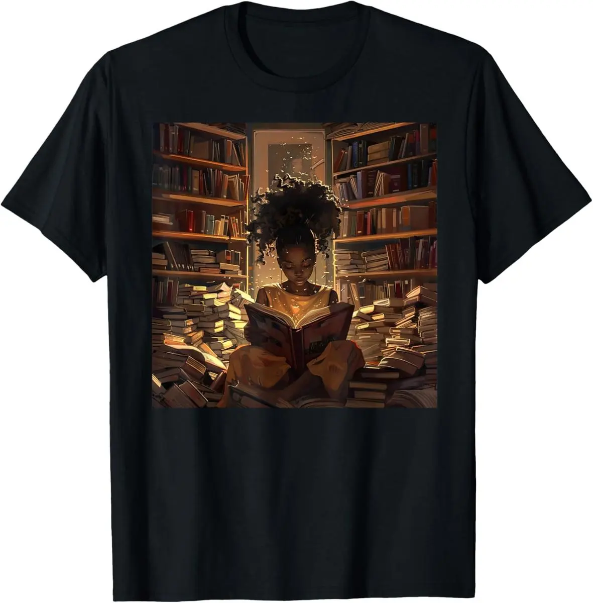 Cotton Melanin Afro Women Educated Reading Book Black History T-Shirt