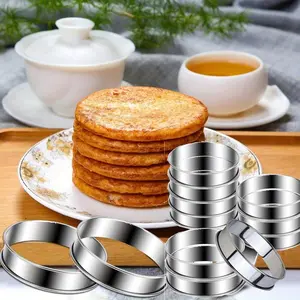 12 Pieces 3'' Double Rolled Nonstick Muffin Tart Ring Mold, English Muffin Rings, Stainless Steel Crumpet Rings, for Home Baking, Food Making