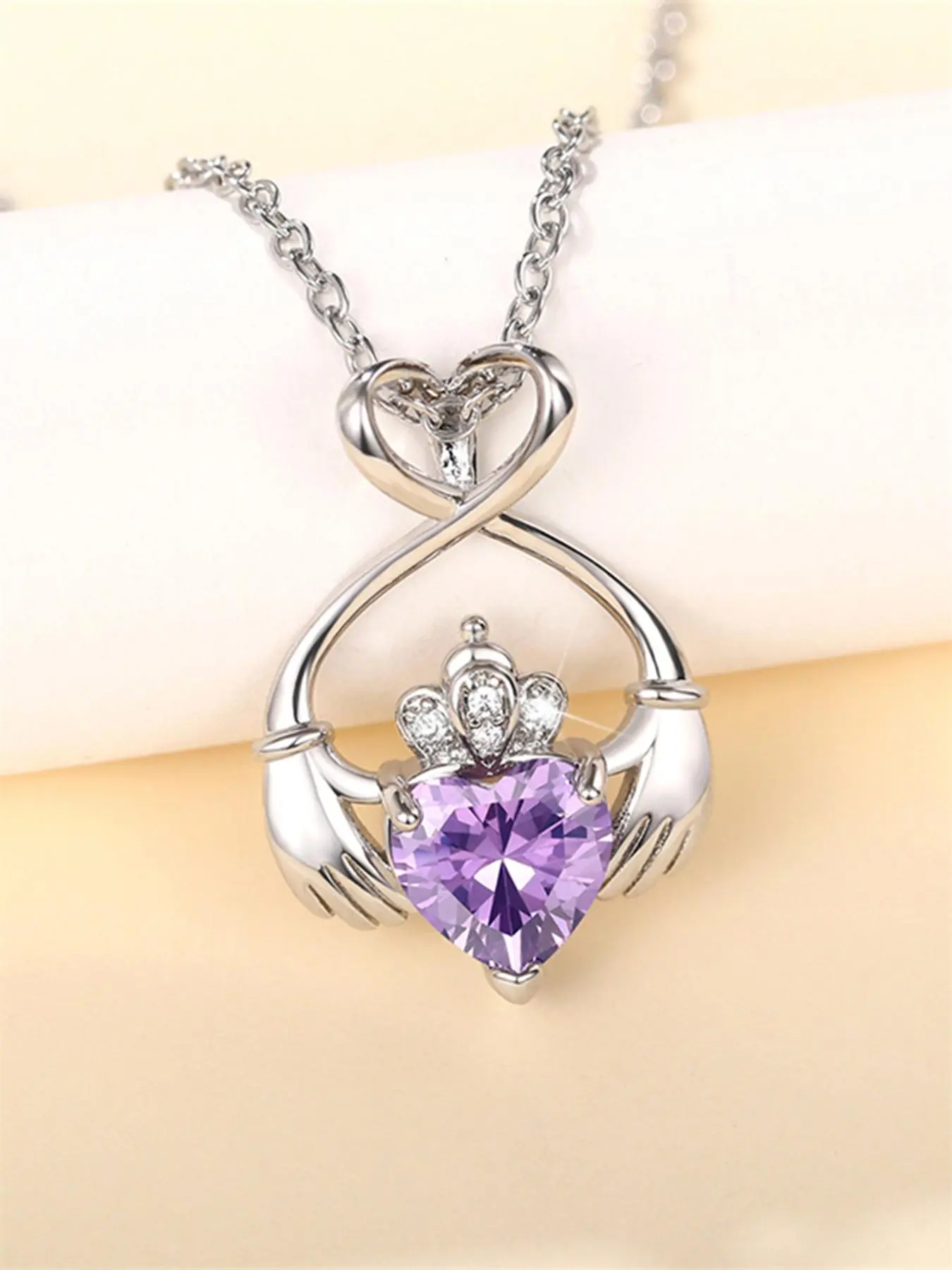 1 Pc Romantic Cubic Zirconia Heart Necklace Pendant For Women For Valentine's Day Gift Wedding Engagement Anniversary Party Jewelry Exquisite Jewelry Gift