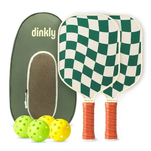 Dinkly Pickleball Paddles Set of 2/4 USAPA Approved Graphite/Fiberglass Rackets 2 Rackets 4 Balls Portable Carry Bag for Men Women Beginners Unisex 8oz 14mm Polymer Honeycomb Lightweight Head