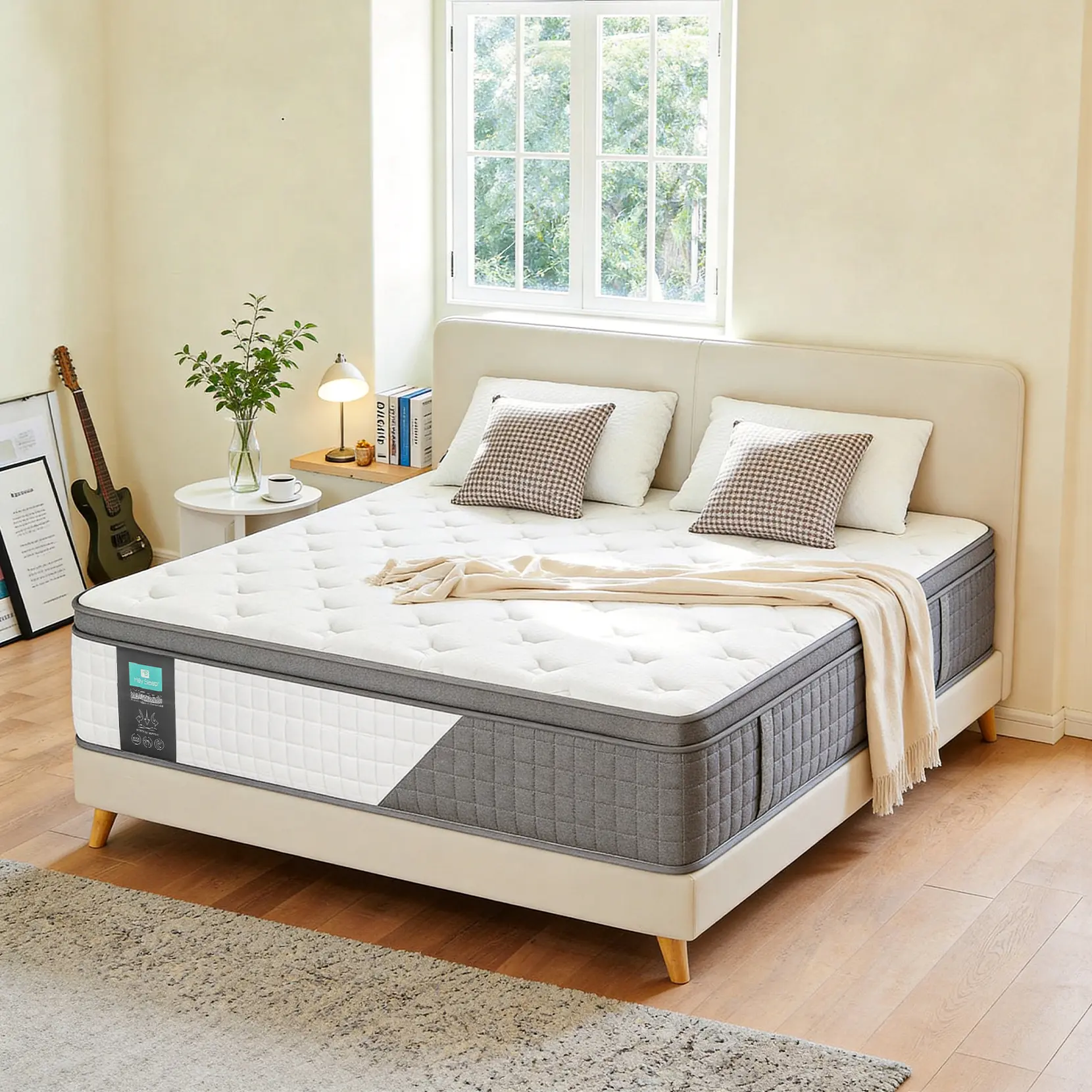 10/12/14 Inch Twin Queen King Mattress，(2026 Upgraded) Luxury Hybrid Mattress in a Box, Medium Plush Memory Foam, Ideal for Side & Back Sleepers, 7-Zone Pocket Springs, Cooling Fabric, Edge Support, Motion Isolation, CertiPUR-US Certified
