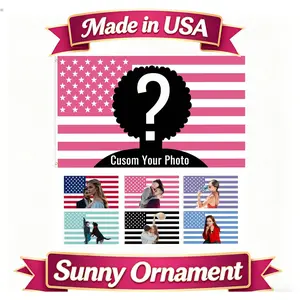 Custom Pink American Flag x Ft with Photo, Personalized Flags Design Your Image Funny Tapestry Poster with Face for Bedrooms Outdoor, for Family Friends Gift