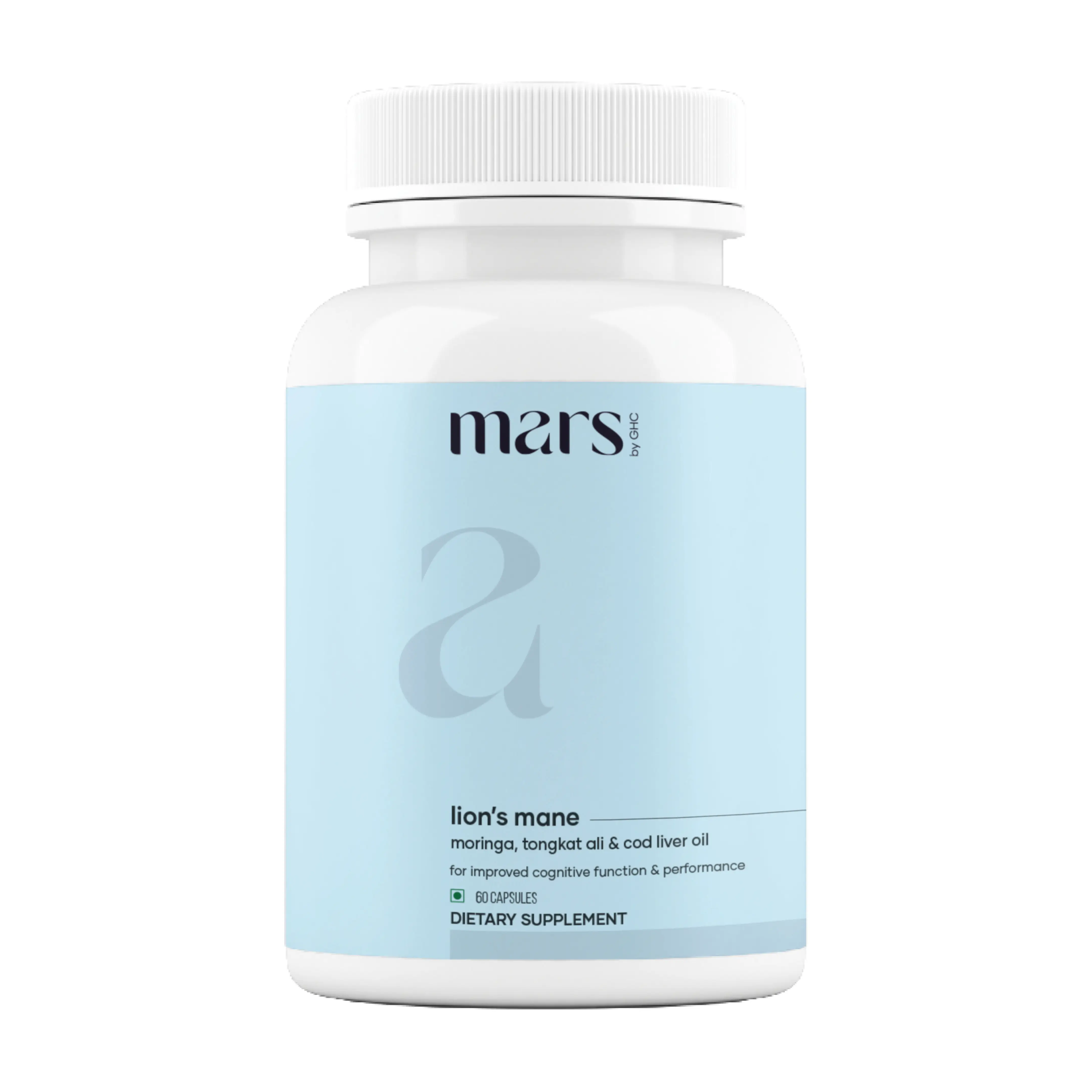 Mars Pure Lion's Mane Caps: 60 N, Powered with Moringa & Cod Liver Oil, Premium Extract for Mental Clarity, Fitness & Healthcare Supplement