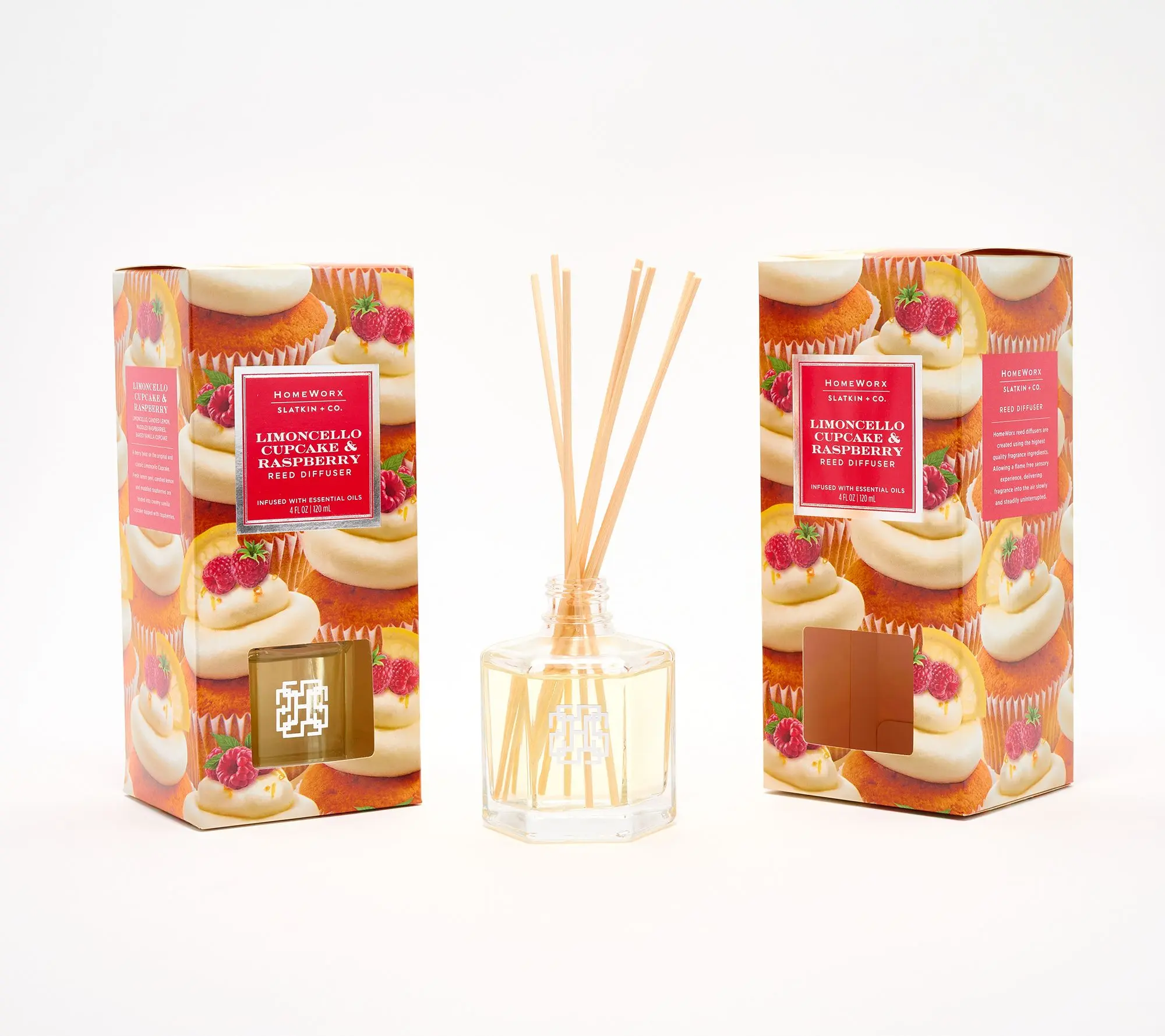 HomeWorx by Slatkin + Co. S/2 Raspberry Limon Cupcake Reed Diffusers