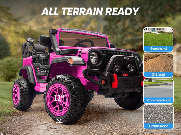 Hikiddo 24V 4WD Ride on Toy, 2-Seater Kids Ride-on Truck Electric Car for Kids Boys w/Remote, Bluetooth