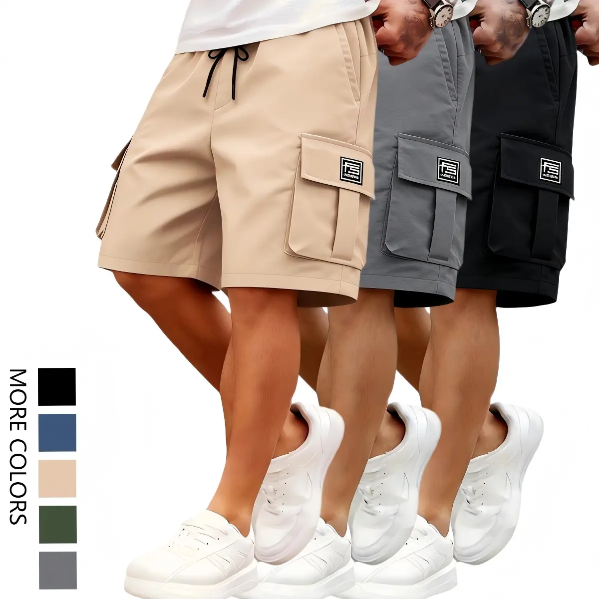 TOOTD Premium Women's 3-Pack Cargo Shorts - Activewear Sportswear Bottom Clothes, Slightly Stretchy, Pocketed, Plain, Athletic, Machine Washable Khaki Shorts Summer Essential for Everyday Wear, Affordable Gift