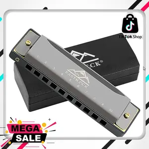 EastRock Blues Harmonica Mouth Organ 10 Hole G Key with Case, Diatonic Harmonica for Professional Player, Beginner, Students gifts, Adult, Friends, Gift Black