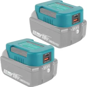 Makita 18v Li-Ion Power Adapter Converter, 2 Counts Dual Ports USB/type C Quick Charge, Compatible with Makita Cordless Tools