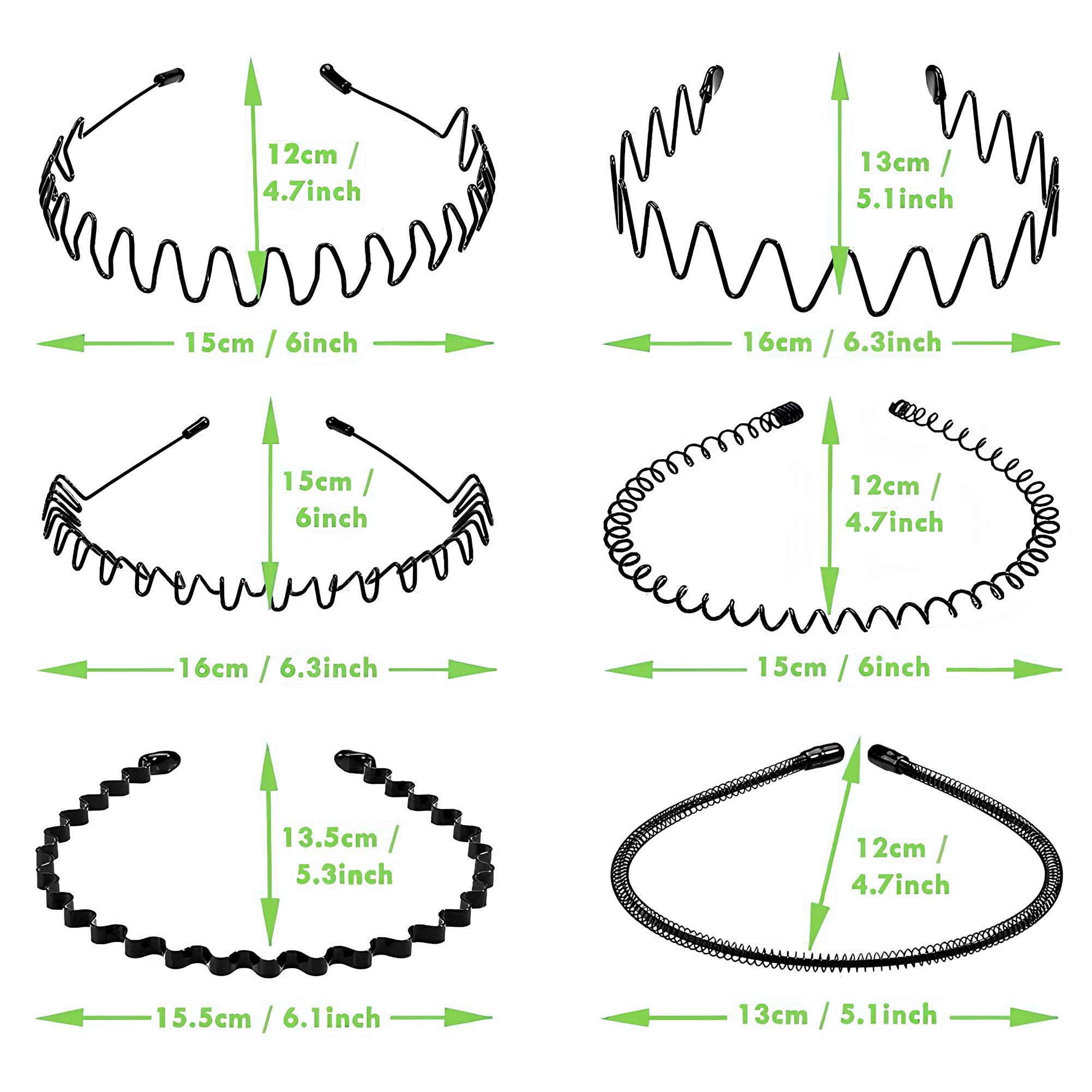 6-Count Elastic Headbands Set for Men and Women - Metal Body Wave-Zig Zag Training Headbands with Comb, Textured Twist Design, Sports Hair Accessory, Ideal Gift, Body Wave Headband, summerwins #TikTokShopDealsforYouDays