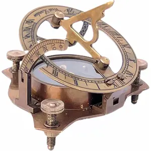 Vintage Brass Antique Marine Sundial Compass Fully Functional Handmade Collectible for Solo Travellers Hikers Trekking Home Decor