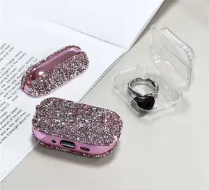 Diamond Glitter Audio Headphone Protective Case - Star-Inspired Peach Shell Design, Light-Shadow Effect, Anti-Scratch Protection for On-the-Go Use