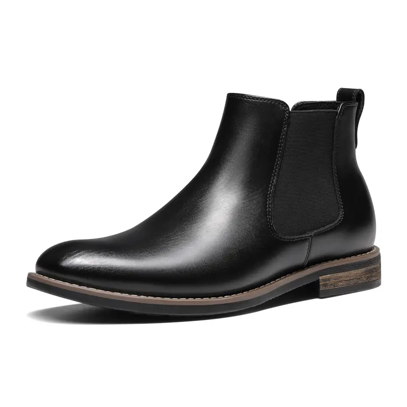 BRUNO MARC Men's Vegan Leather Dress Chelsea Boots - Closed Ankle-Height Walking Shoes with Elastic Gussets, Black Shoes for Men