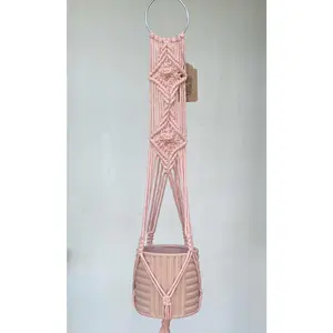 Macrame Plant Hanger - Sierra - Pale Pink
