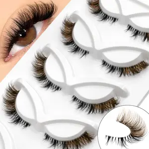 GROINNEYA 5 Pairs Colorful Eyelashes Voluminous 5D Faux Mink Lashes Multicolor False Eyelashes Lightweight Soft Fake Eyelashes D Curl Waterproof Wispy Reusable Full Strip Lashes With Clear Band, Match All Eye Shapes, Cosmetic Makeup