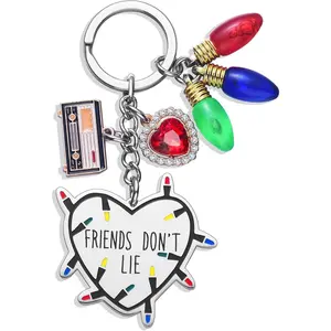Friendship Keychain Stranger Things Merchandise Heart-shaped Light Bulb Pendant Heart Keychain Don't Lie Merchandise Set plastic fashion accessory gift