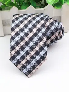 Men's Solid Color 6cm Tie, Horizontal Striped Pattern, Lightweight Design, Suitable for Business, Parties, Daily Wear, Casual Style, Plaid Print Tie