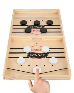 Fast Sling Puck Game - Test Your Speed and Accuracy with This Fast-Paced Wooden Air Hockey Board Game - Guaranteed Fun for Family Night or Friends Party