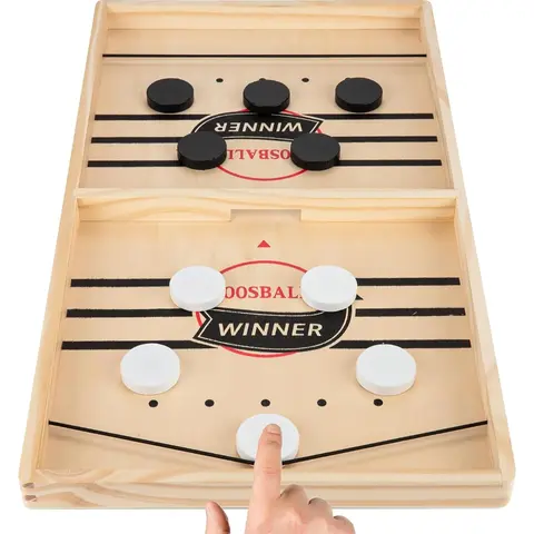 Fast Sling Puck Game - Test Your Speed and Accuracy with This Fast-Paced Wooden Air Hockey Board Game - Guaranteed Fun for Family Night or Friends Party