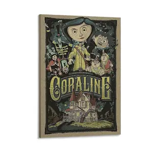 Coraline's Character's Poster, Teen Room Style, Durable Canvas, Teen Room Aesthetic Focal Point Canvas Poster Bedroom Decor Sports Landscape Office Room Decor Gift Frames Ornaments Frame-.