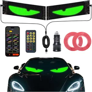 2PCS 23.4"x4.7" LED Eyes for Car Windshield - Devil Eyes Light Strips with Dynamic Patterns, APP/Remote Control, IP68 Waterproof, USB-Powered for Cars/Trucks/RVs/Motorcycles